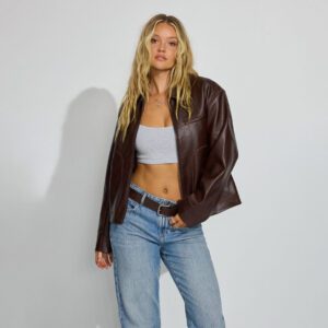 faux leather worker jacket – fwj385